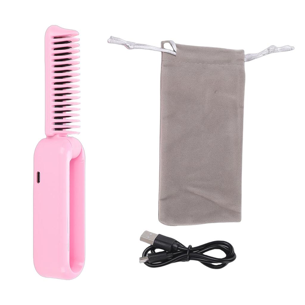 Foldable Hair Straightener Brush 9 Adjustable Temperature Settings Cordless Portable Rechargeable Straightening Brush
