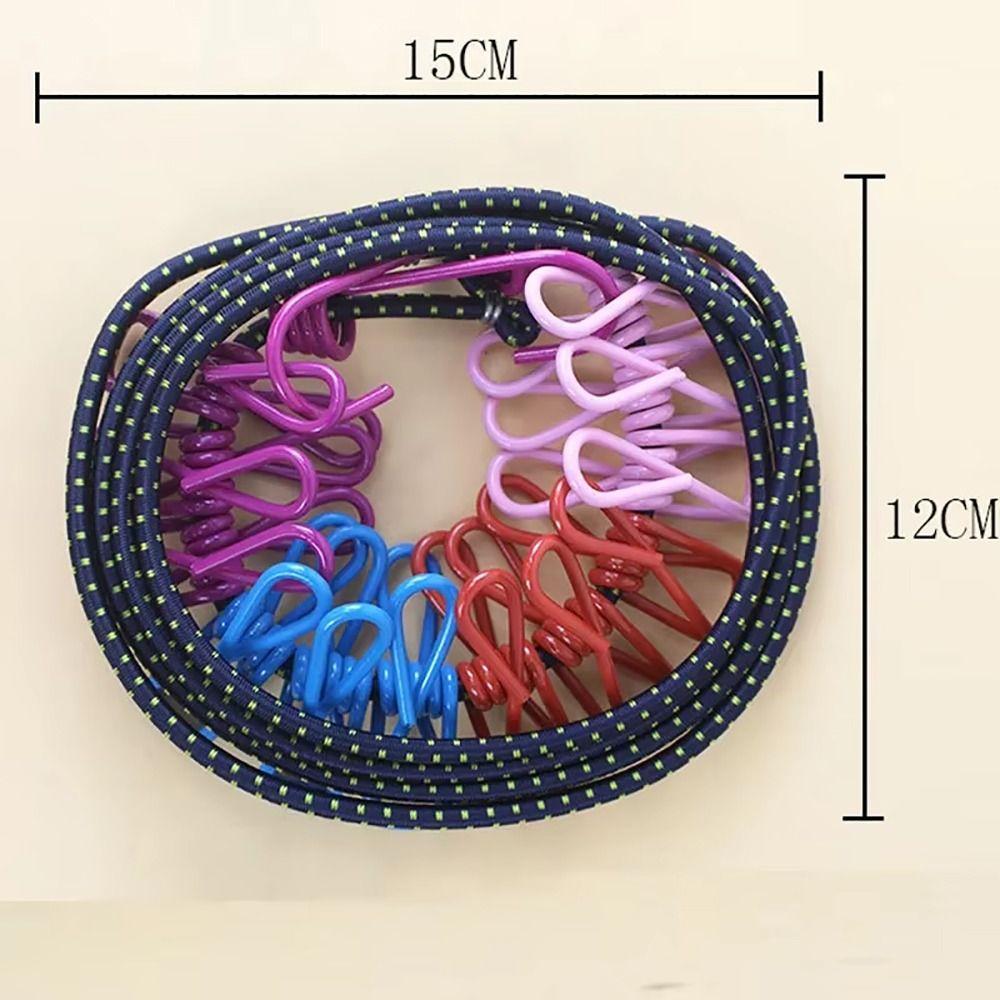 1Pcs With 12 Clips Clothing Clothesline Portable Clothes Rope New Drying Rack  Laundry Dryer