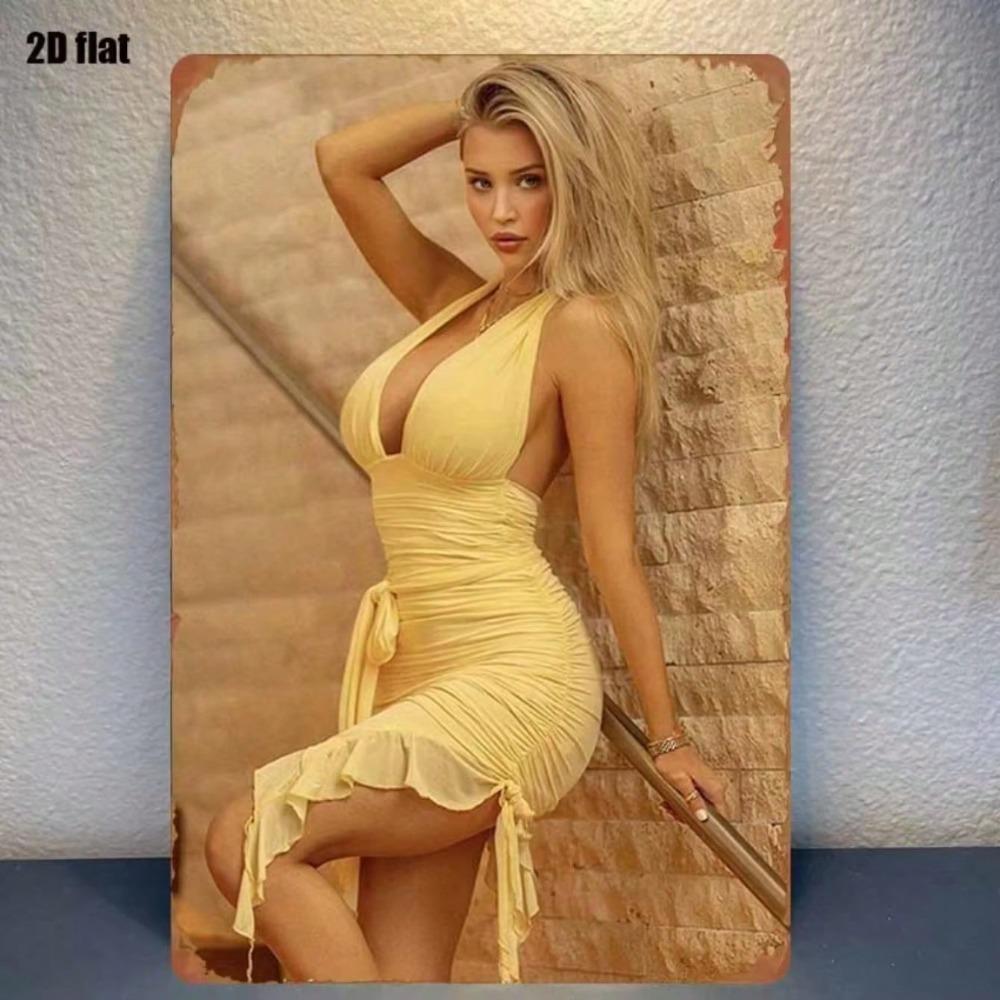 Golden Hair Beauty Metal Sign Vintage Tin Poster Wall Decor for Bedroom Bar Garage Garden Outdoor