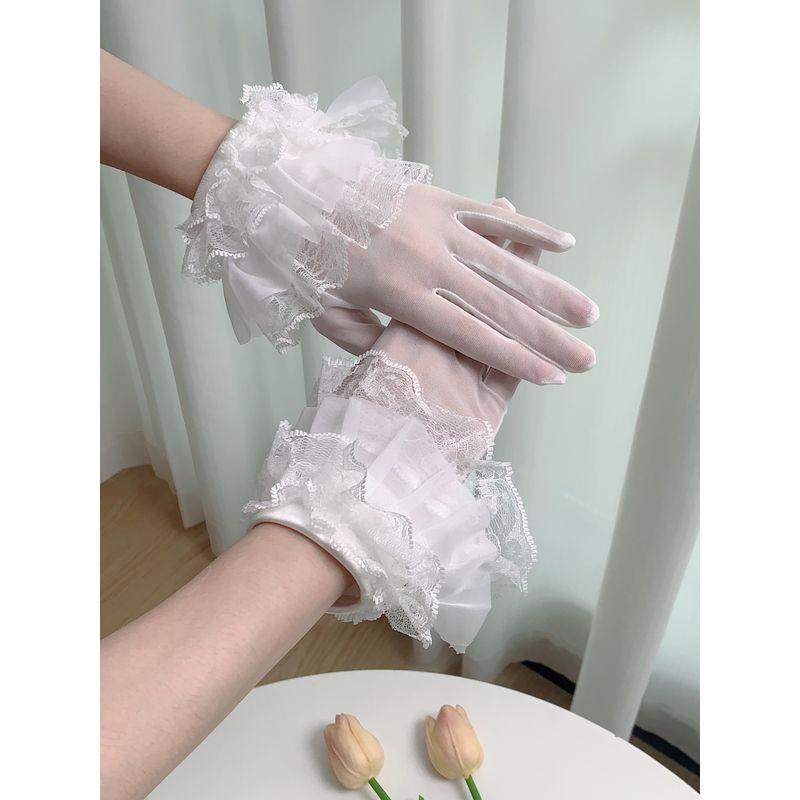 

Фантазийная кукла Женские элегантные кружевные перчатки в французском стиле, короткие, модные, тонкие, свадебные перчатки для формального платья White 23cm a pair One size