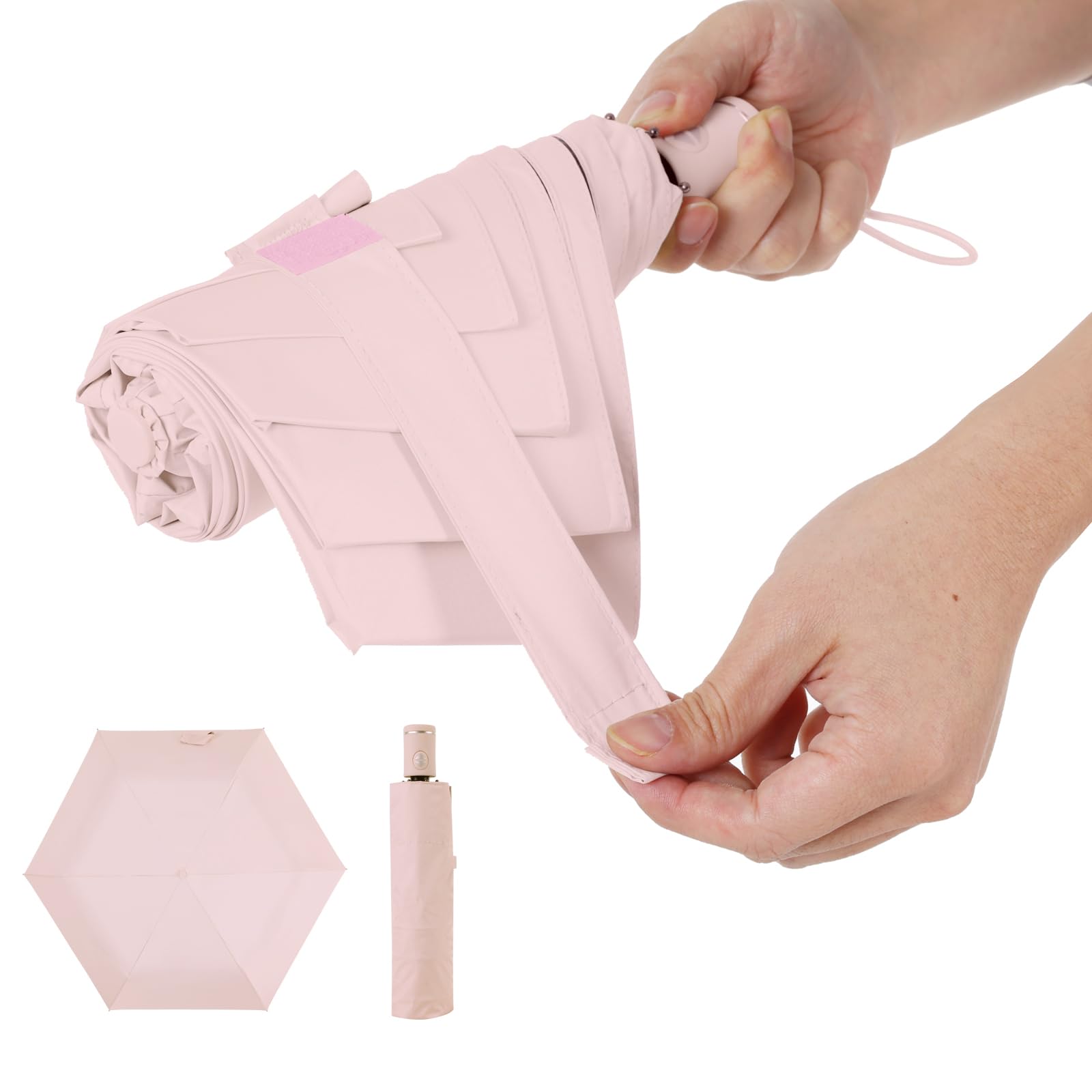 

Зонт, складывающийся в 3 раза, легкий, с полной УФ-защитой, автоматическим открытием и для солнечных и дождливых дней [РУБКА] секунды, память, зонтик от солнца, затенение, розовый