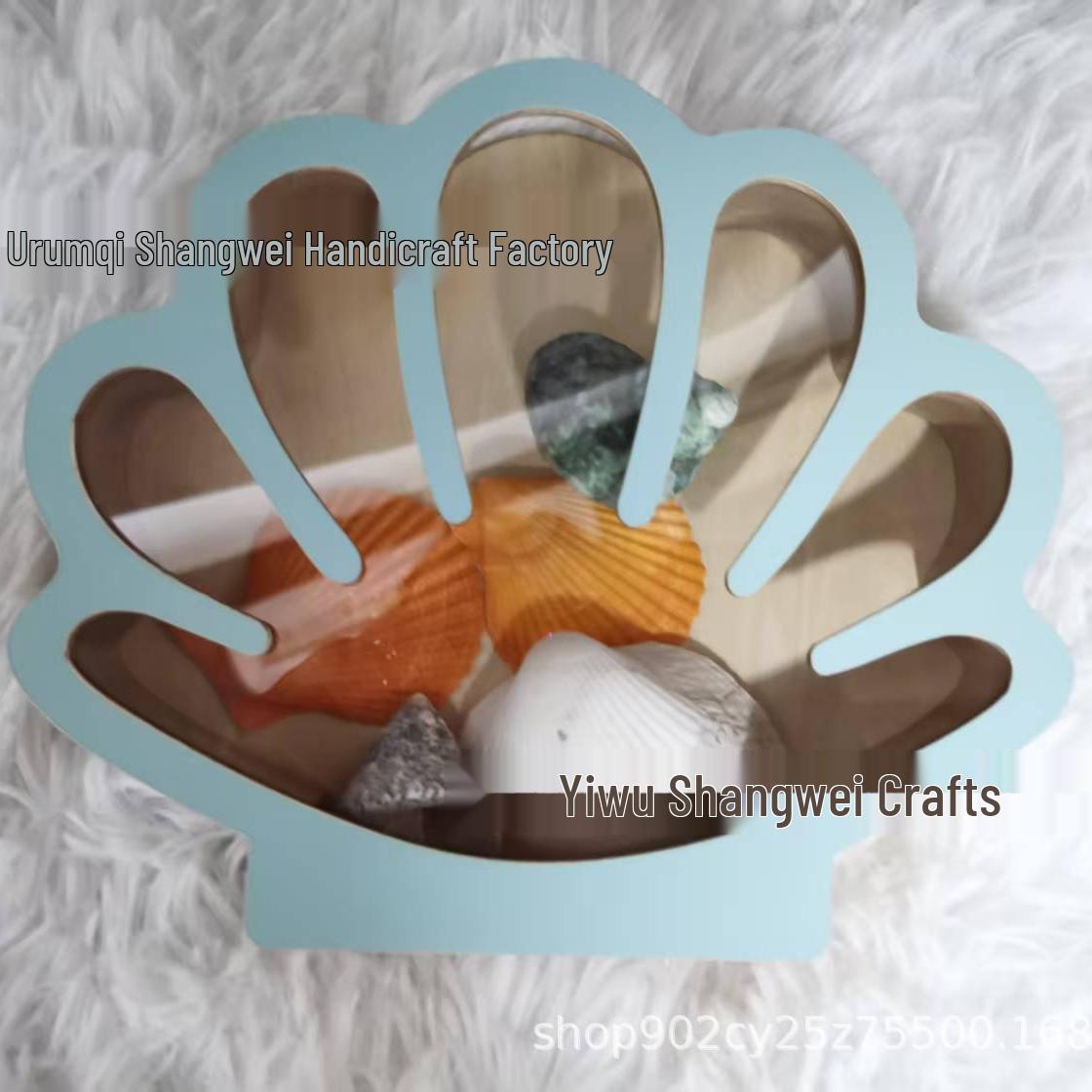 Синяя Деревянная Ракушка-Морская Звезда - Ручная Работа, Орнамент