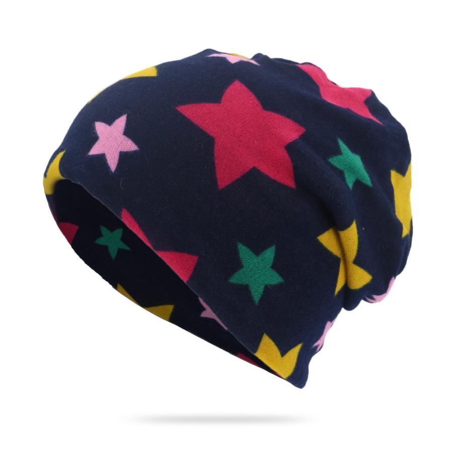 Star Geometric Print Beanies Cap Scarf Hat Dual-Use Wind Resistant Stretchable Skullies Caps For Women MenOutdoor Use Athletic Skiing Caps