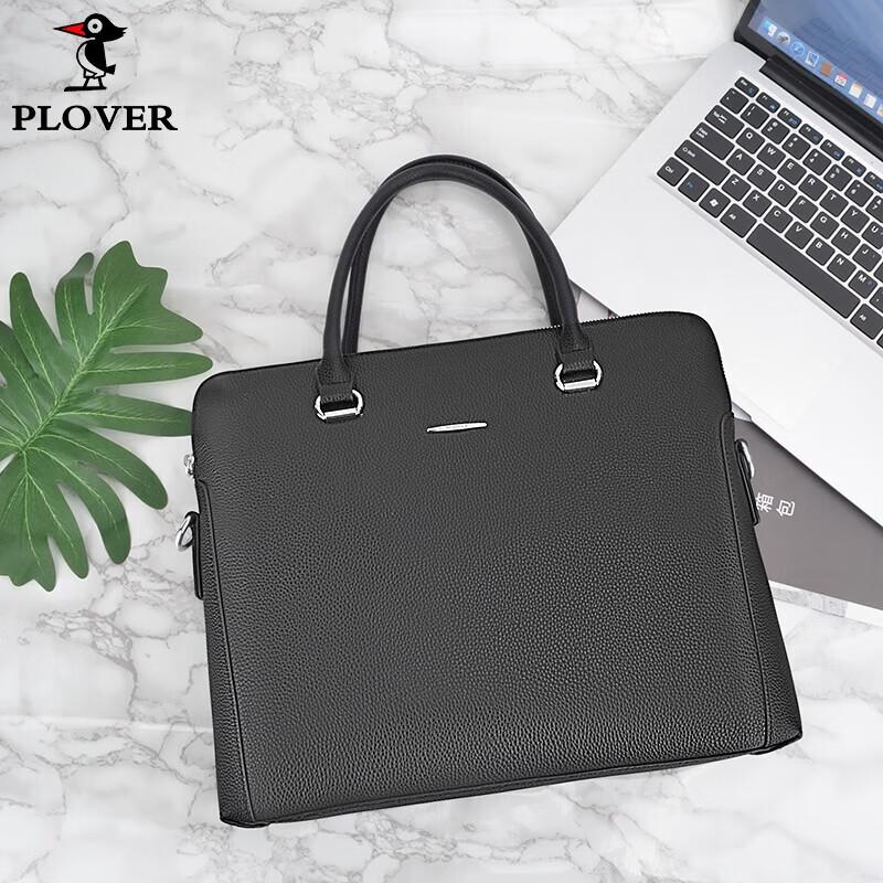 PLOVER Men s First Layer Cowhide Briefcase Shoulder Bag 16 inch