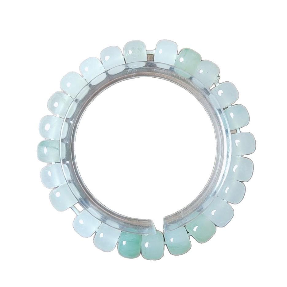 Xinjiang White & Golden Silk Flower Jade Round Bead Bracelet for Women