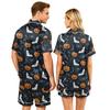 Couple Halloween Pajama Set Short Sleeve Button Down Shirt with Shorts Soft Casual Sleepwear S-XXXXL Matching Outfits for Men and Women