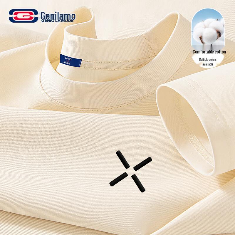 GENIOLAMODE Men s Heavyweight Pure Cotton Long Sleeve T-Shirt 2XL