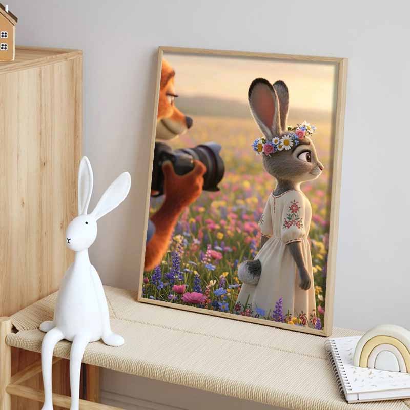 Disney Diamond Painting Judy and Nicks Spring Flower Field Cartoon Mosaic Diamond Cross Stitch DIY Gift Home Decor