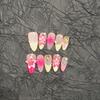 Handcrafted 3D Floral Embossed Almond Shape Removable Press-On Nails Women