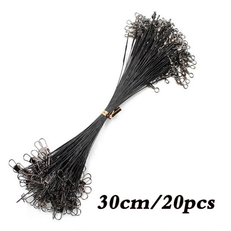 20PCS 10CM-30CM Anti Bite Steel Fishing Line Steel Wire Leader With Swivel Fishing Accessory Lead Core Leash Fishing Wire