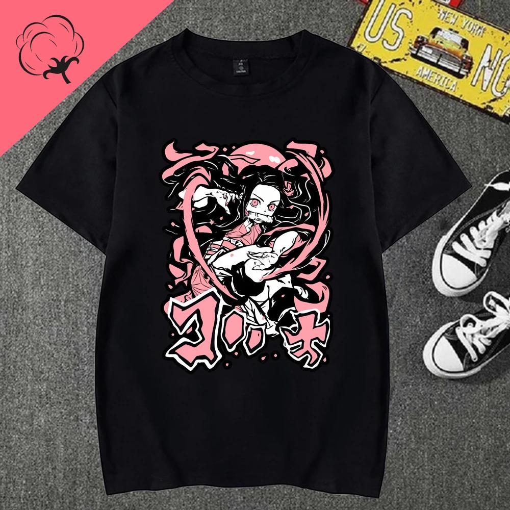 Casual Harajuku Tee Summer Demon Slayer Clothes Anime Cartoon T Shirt for Women Streetwear Print Cotton Tops Graphic T Shirts
