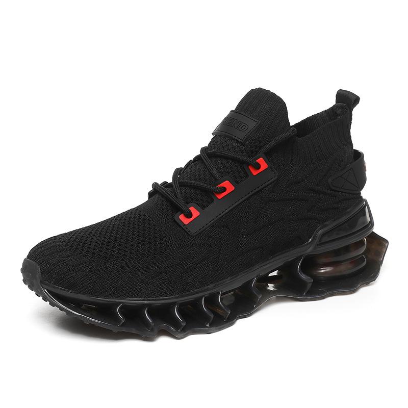 

Men s fashion four-season breathable fly-woven sports shoes, teenagers wear lace-up solid color running casual shoes 39