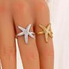 Trendy Marine Resort Style Starfish Ring - 18K Gold Plated Stainless Steel Jewelry