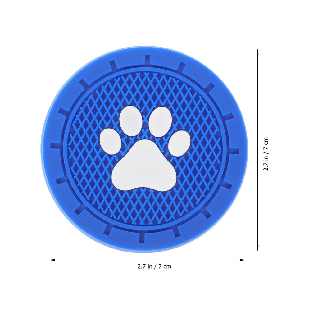 LEDMOMO Car Paw Print Set of 7cm Drink Holder PVC Heat Stain Noise Car Interior Blue Coasters, Design, 4, Diameter, Compatible, Non-Slip, Washable,