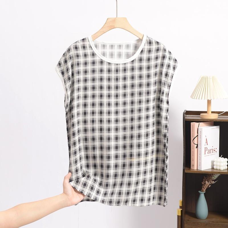 Dam Silke Jacquard Rundhals Kortärmad Tunn Mamma T-shirt Sommar Stor Storlek Blommig Bekväm Andningsbar Mångsidig Lös Topp