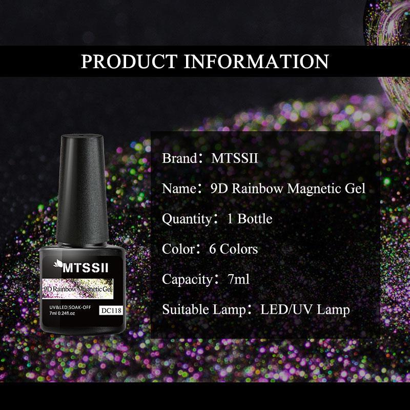 Mtssii 7ml Laser 9D Cat Eye Magnetic Gel Nail Polish Semi Permanent Nail Art Soak Off UV Gel Different Color At Different Angles