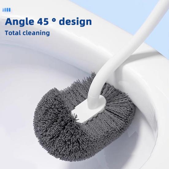 Toilet Brush with Suspension Design Hemisphere Head Extended Handle Suspension Style Toilet Brush Bathroom Cleaning Tool