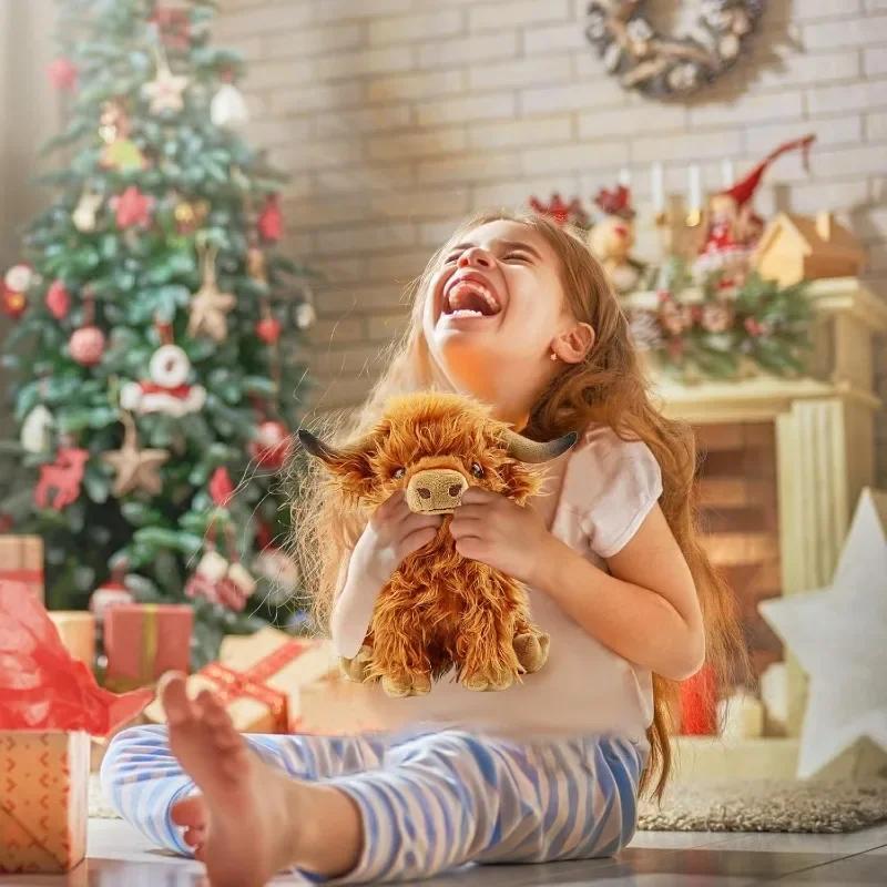 Giant 28cm Highland Cow Plush Stuffed Animal Ultra Realistic Scottish Farm Cattle Doll Super Soft Gift All Ages