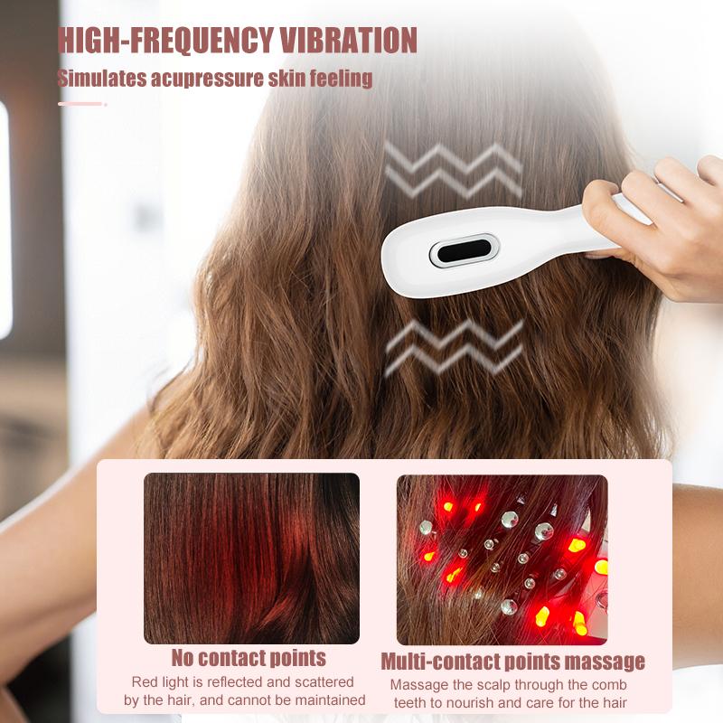 Electric Scalp Massage Comb Red Blue LED Light Therapy  Vibration Massage Brush Anti-Hair Loss Medicine Scalp Oil Applicator