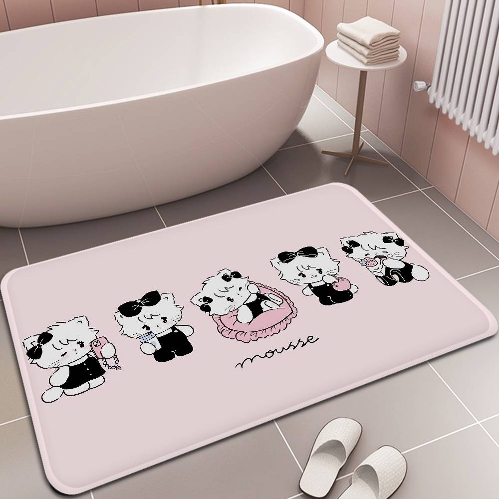 Cute Cartoon Mikko Cat Floor Mat Rectangle Anti-slip Home Soft Badmat Front Door Indoor Outdoor Mat Hotel Decor Mat
