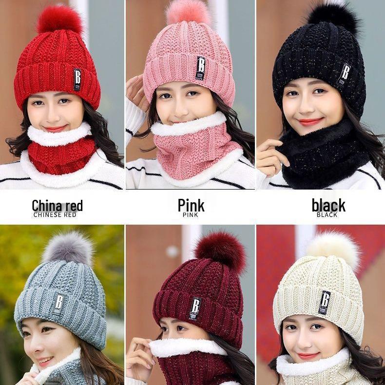 Windproof Fleece-Lined Neck Warmer & Ear Protection Set for Autumn/Winter - Korean Style Casual Outdoor Cycling Wool Hat