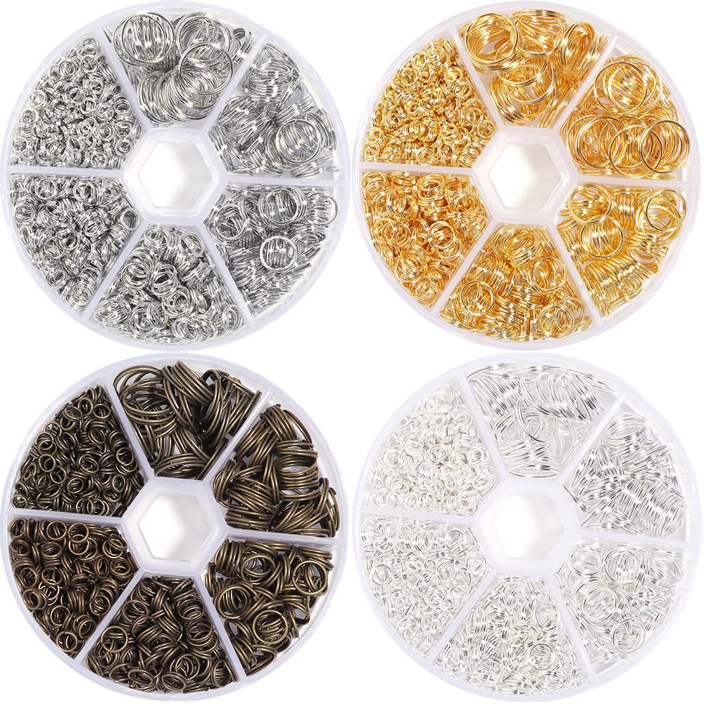 1 Box Metal Open Jump Rings Kit Gold Silver Color Double Loops Split Rings For DIY Bracelet Earring Making Connector Accessories