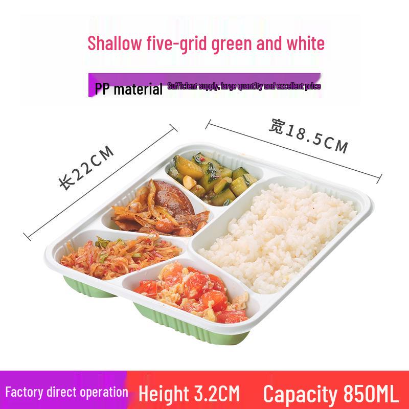 Four-Grid Disposable Plastic Bento Lunch Box with Lid, Multi-Compartment Food Packaging Container.