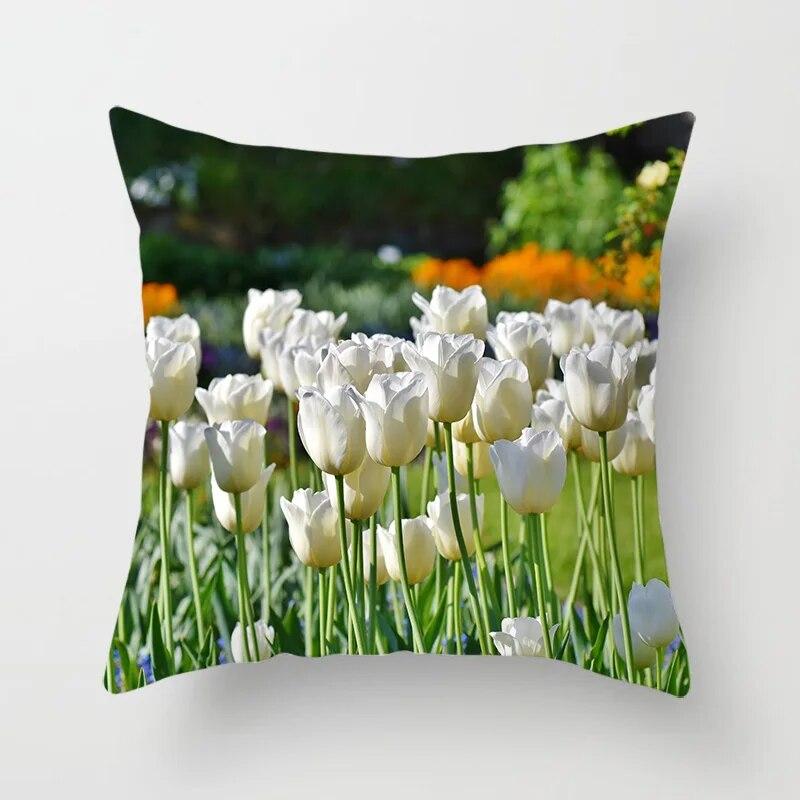 Cherry Blossom Rose Flower Throw Pillow Cover Sofa Decoration Bedside   Car Seat Cushion  Room Home