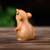 Cute Zodiac Mouse Statuette Wood Carved Animal Figurine Sculpture Home Decor Hamster Statue  Home