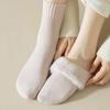 1 Pairs Women's Thickened Mink Socks Plush Sleepwear Solid Color Warm Middle Tube Autumn Winter Home Socks