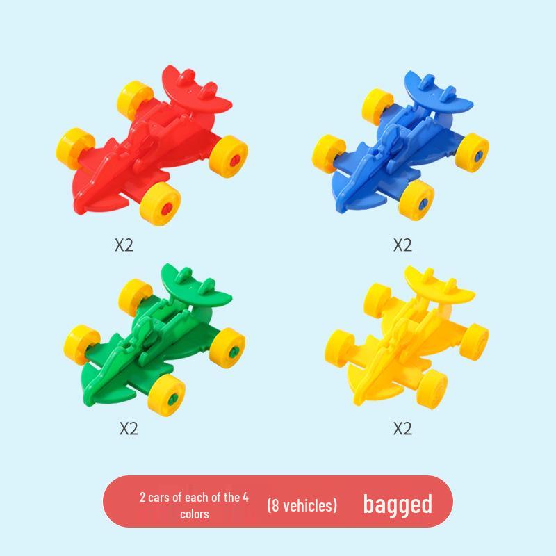 Tongcai Kids  Interlocking Building Block Toy Car Set - Assembly Model for Kindergarten, Racing Car Gift Box.