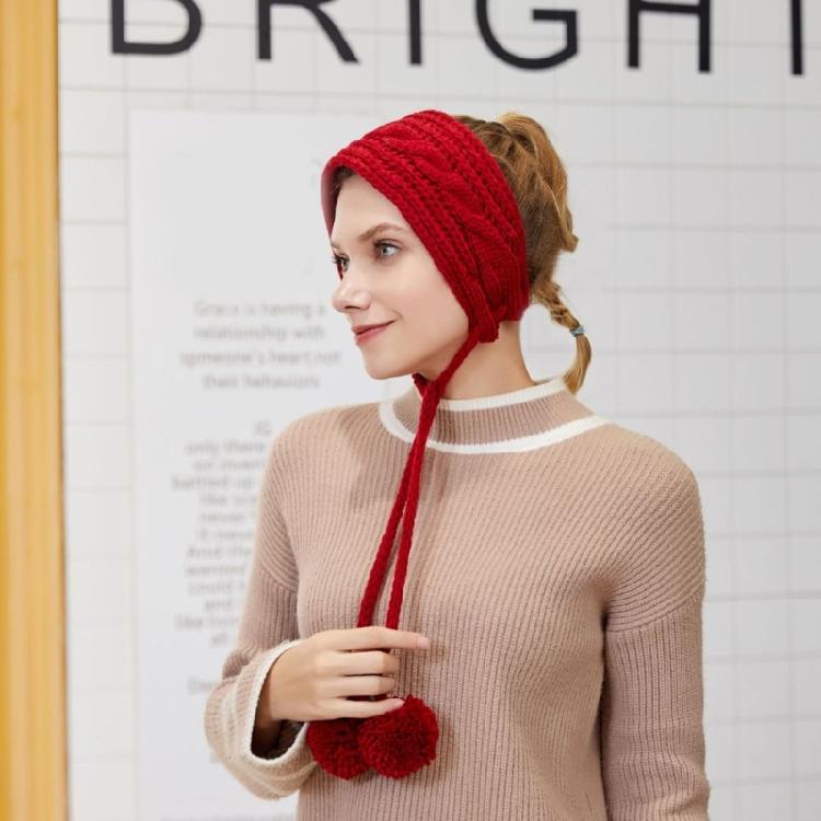 Crochet Woolen Adult Headband Girl Earmuffs Knitted Hairband For Women Teens