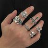 Halloween Skull Ring Set for Men Hip Hop Niche Retro Spider Exaggerated Style Ring Jewelry