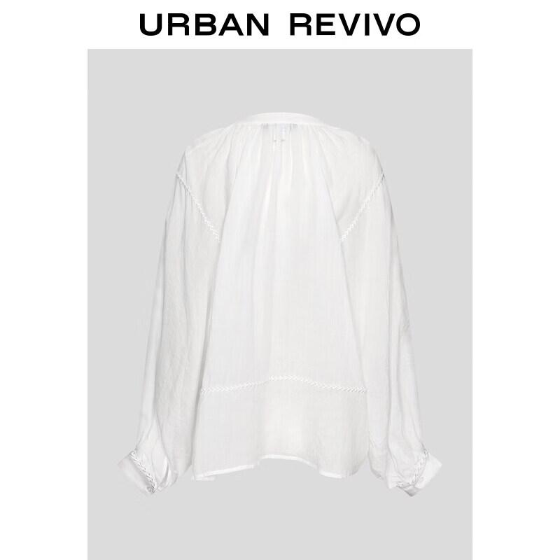 UR2026 Women s Embroidered Lace Loose Blouse L грязно-белый