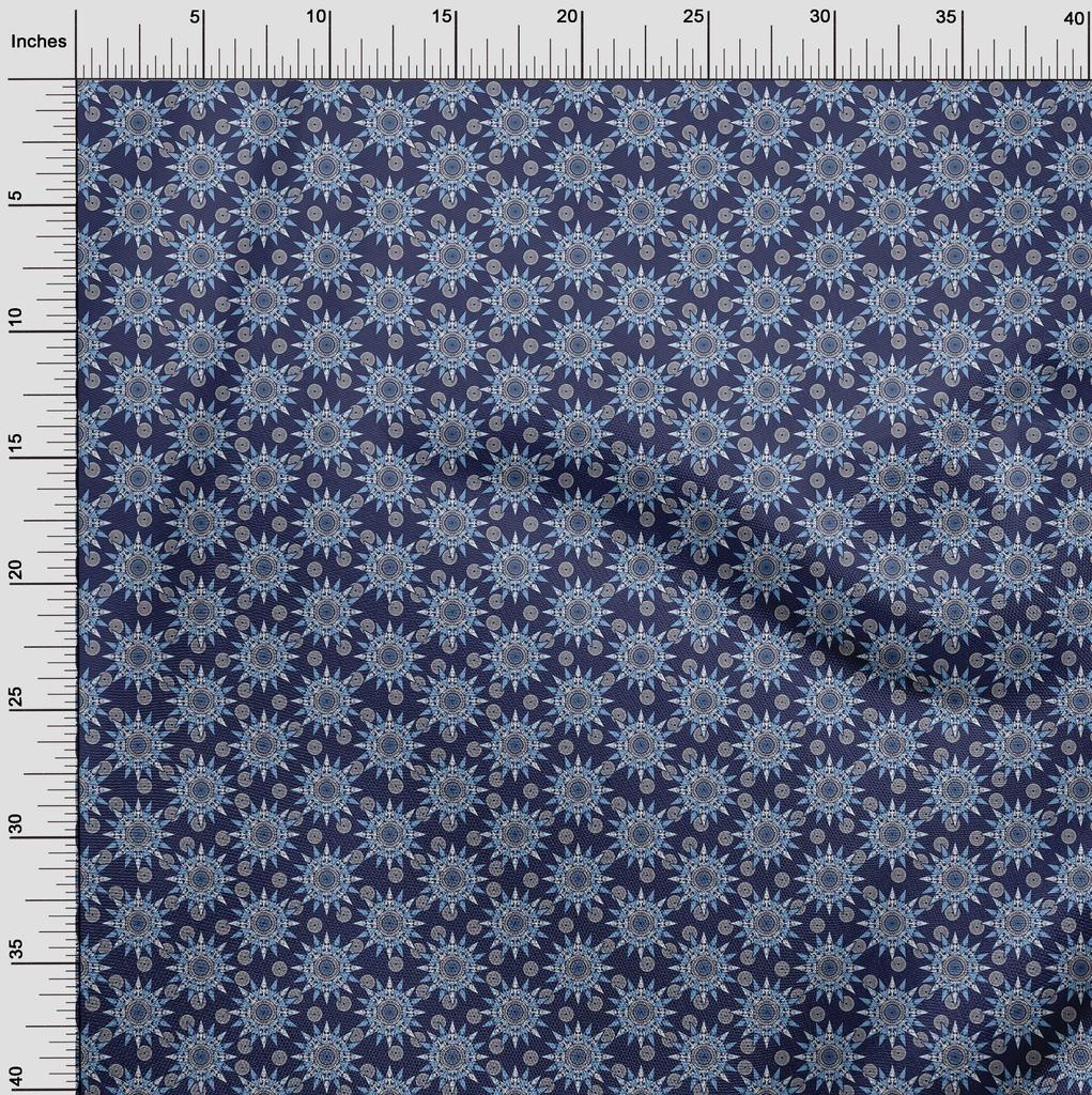 oneOone Cotton Flex Blue Fabric Asian Block Sewing Fabric by The Yard Printed DIY Clothing Sewing Supplies 40 Inch