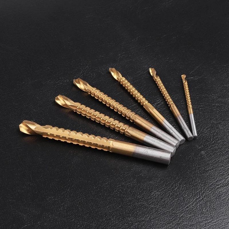 6pcs Twist Drill Bit Set 3-8mm Suitable for Serrated Grooving Cutting Tap Spiral Metal Plastic Hole Woodworking Tools