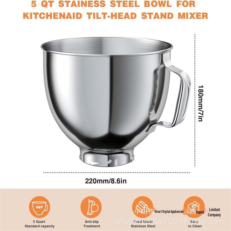 

Смесительная чаша Kitchenaid из нержавеющей стали объемом 4,5-5 кварт с ручкой для кухонного комбайна K5THSBP