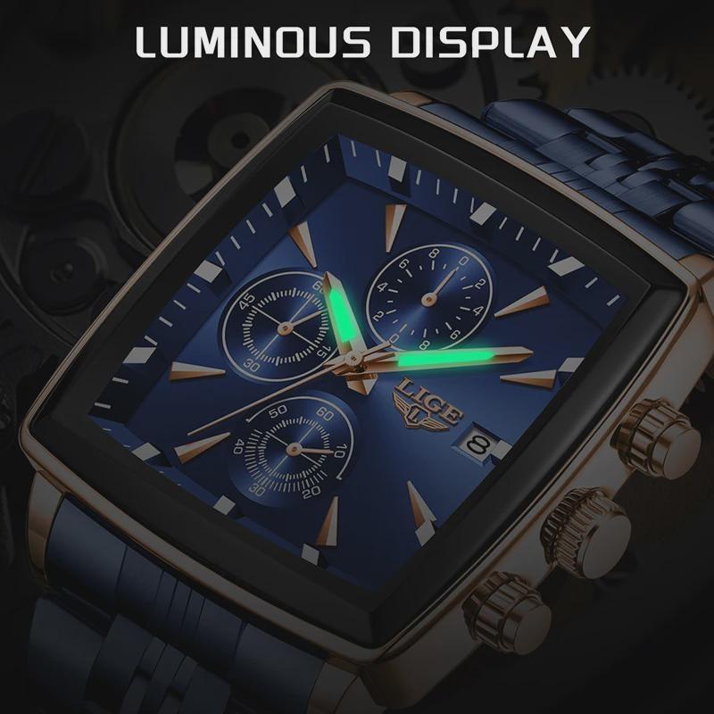 Top-Marke Luxus Herrenuhren Mode Militärisch Quadratisch Chronograph Quarz Armbanduhren Herren Sport Wasserdichte Uhr