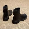 Autumn and Winter New Black Thick Soled Women's Ankle Boots Fashion Soft Leather Shoes Thick Heel Women's Short Boots