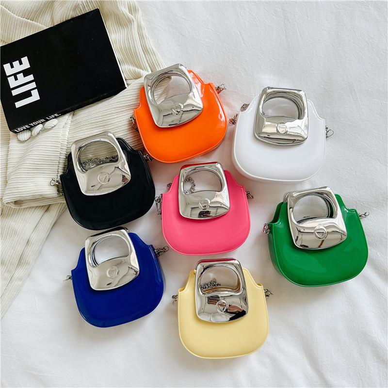 Pvc Mini Chain Shoulder Bag With Clasp Closure For Daily Casual Use