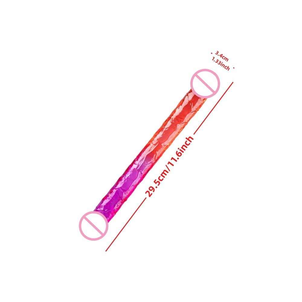 Double-Headed Lala Dildos Sex Toy Female Comrade Double-Headed Dragon Two-Color Jelly Color Dildo Butt Plug
