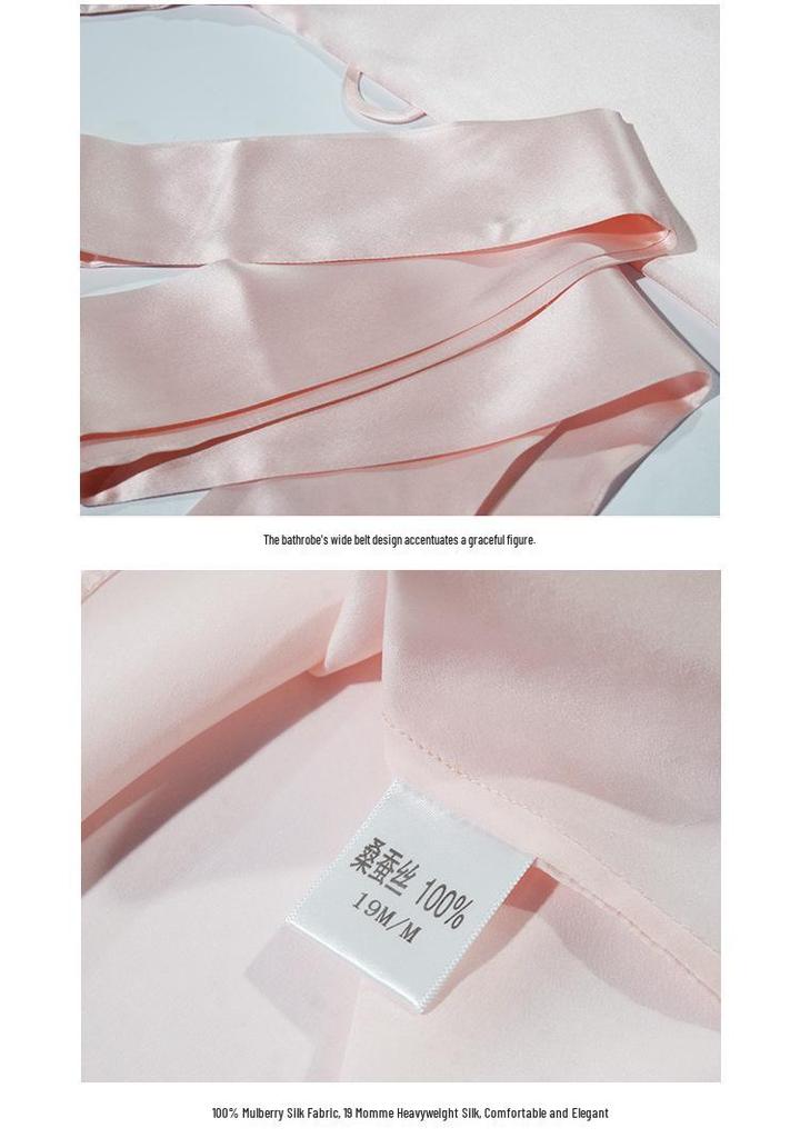 Women's Embroidered Silk Robe & Nightgown Set: Long Camisole, Multi-piece Mulberry Silk Sleepwear