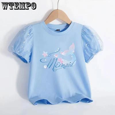 Mädchen T-Shirt Kurzarm Sommer Kinder Puffärmel Sommer Prinzessin Rosa Halber Ärmel