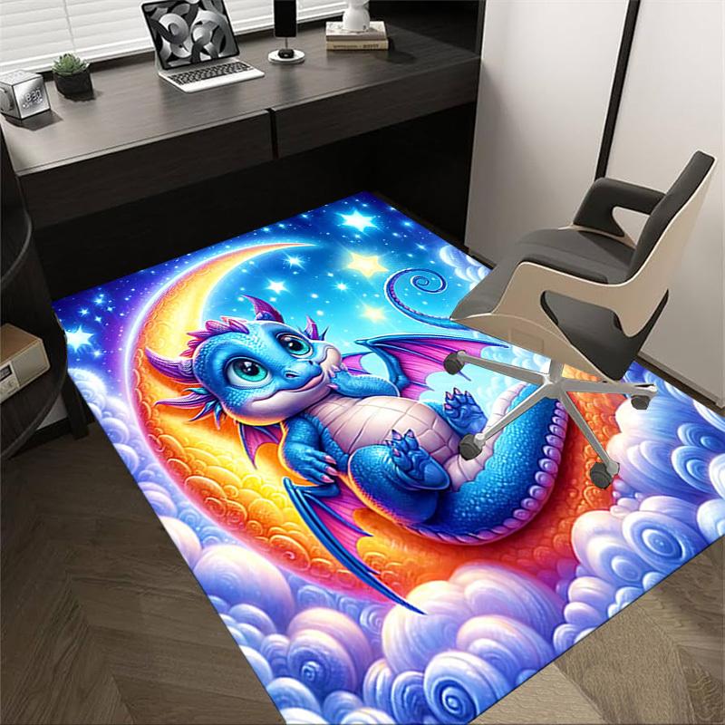 

1PC Dragon Moon Non-Slip Floor Carpet Compatible for Office&Living Room&Bedroom&Dining room - Flat-Weave Machine-W276 60cm by 90cm