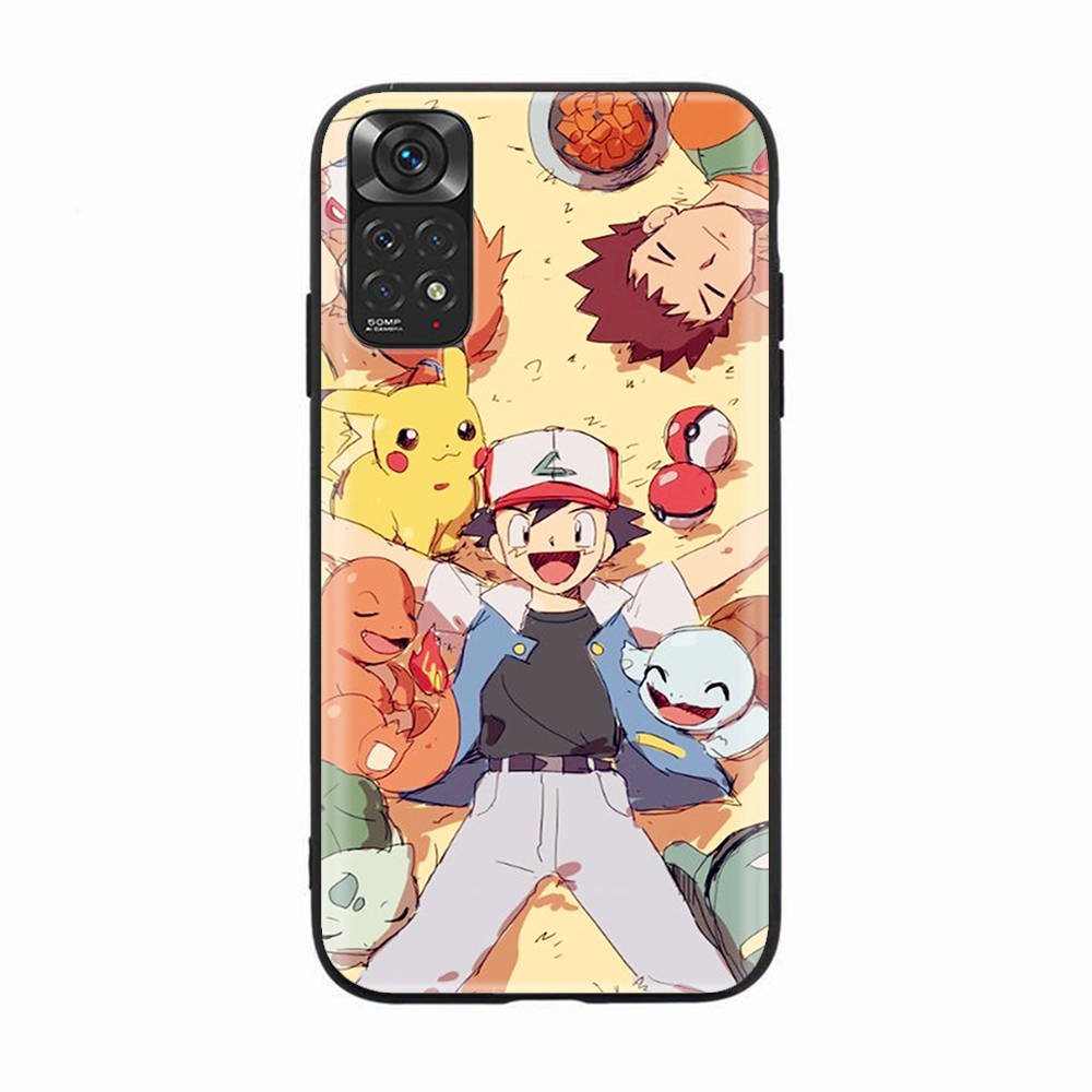 Black Case for OPPO Reno 8 6 5 4 Pro Plus Find X3 A17 A3 A31 A38 A40 A53 A54 A55 A74 A76 A78 A77 A80 A94 A95 A96 Lite K-88 Pikachu Pokemon