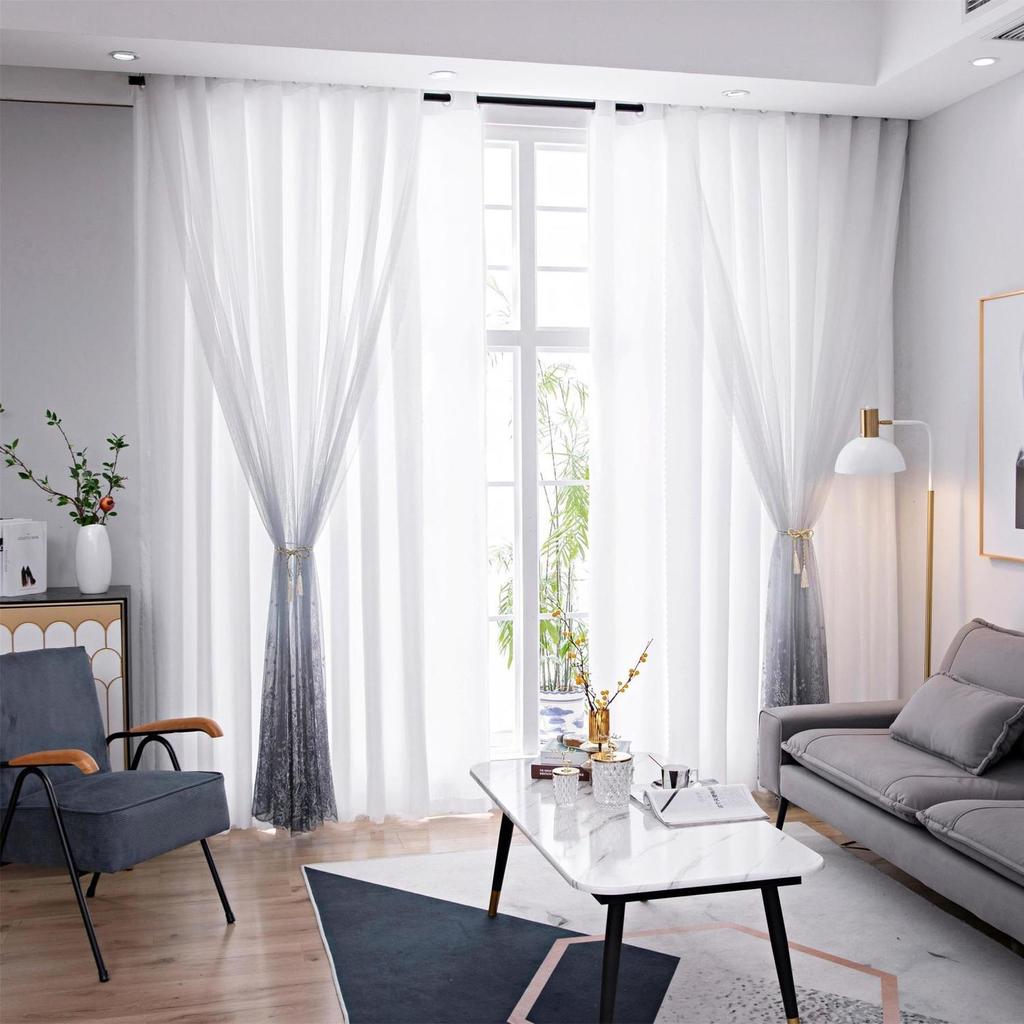 Multi Gradient Color Window Sheer Tulle Curtains for Living Room Bedroom Kitchen Organza Voile Curtain Home Decoration Drapes