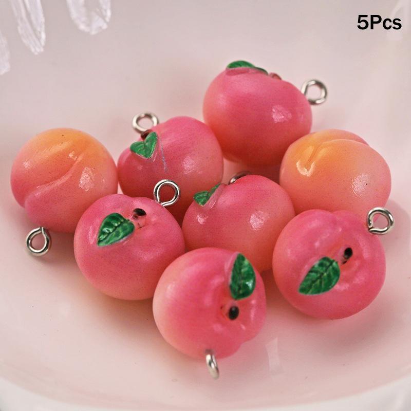 3D Simulated Fruit Resin Pendants 5Pcs Fun Fruit Charms for DIY Party Favors Earring Bracelet Jewelry Making Crafts