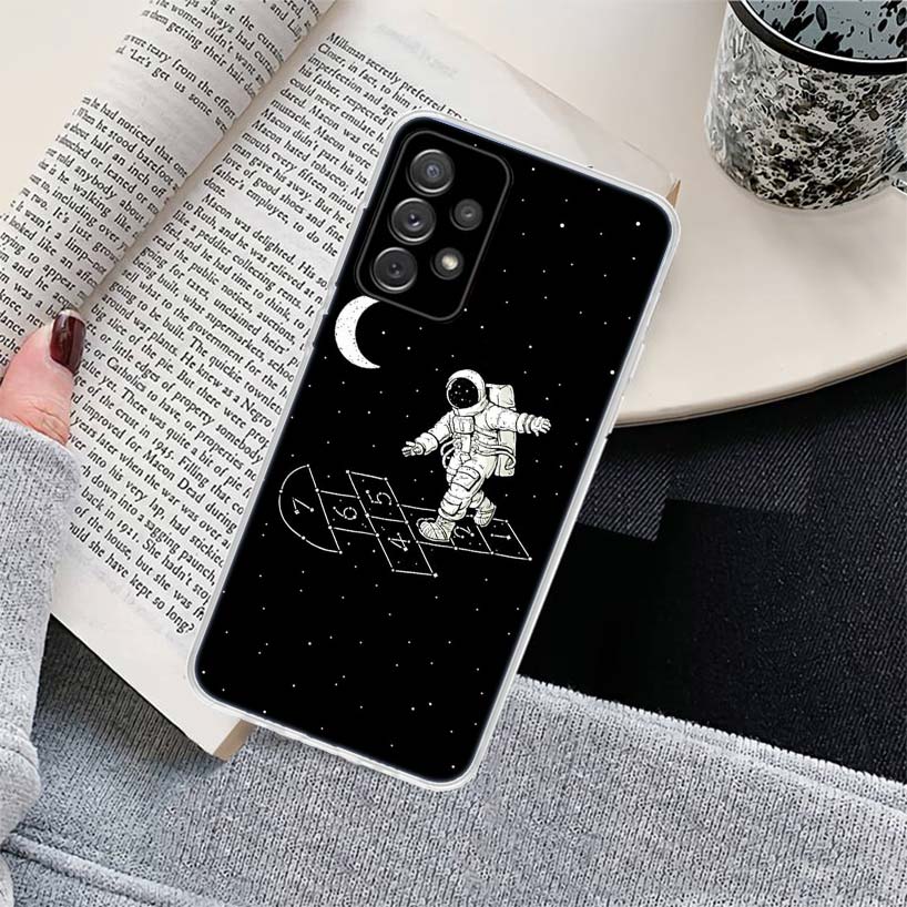 Space Moon Astronaut Phone Case for Samsung Galaxy A17 A16 A15 A14 A13 A57 A56 A55 A54 A53 A37 A36 A35 A34 A33 A26 A25 A24 A23 G
