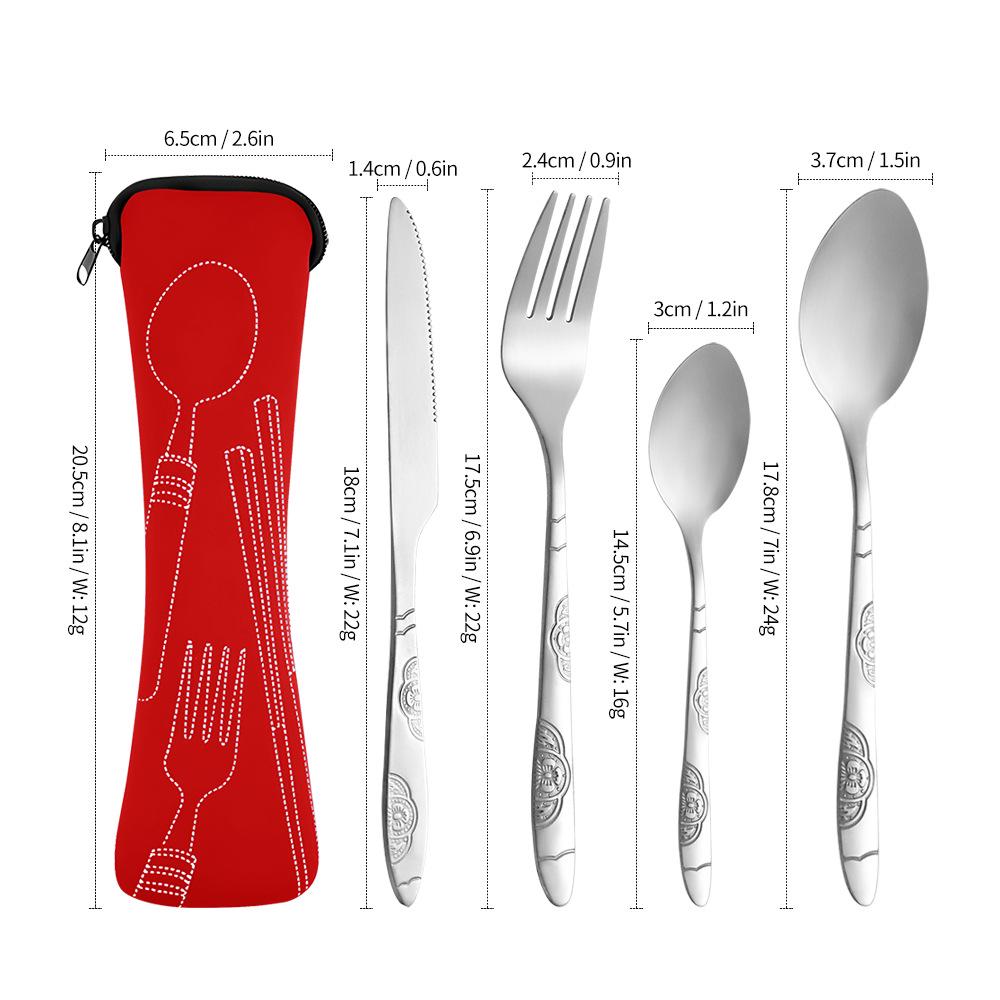 Compact Stainless Steel Cutlery Set: Spoon, Fork, Chopsticks, Knife - Ideal for Outdoor Travel