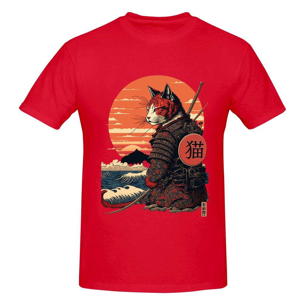 Ukiyo E Samurai Cat Soft And Glutinous Tshirt Commuting Vibe Versatile Inner Layer Shirt